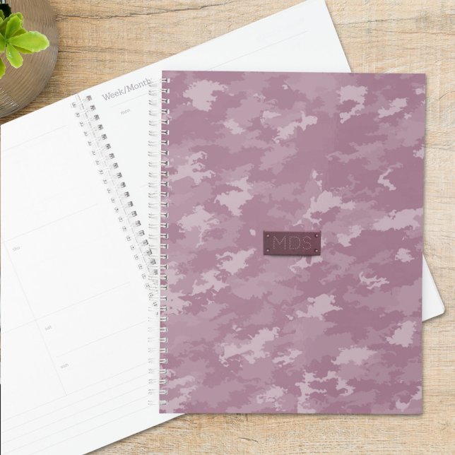 Pink Camouflage Modern Camouflage Monogram Planer (A pretty pink camo planner for all your planner needs. Just add your initials)