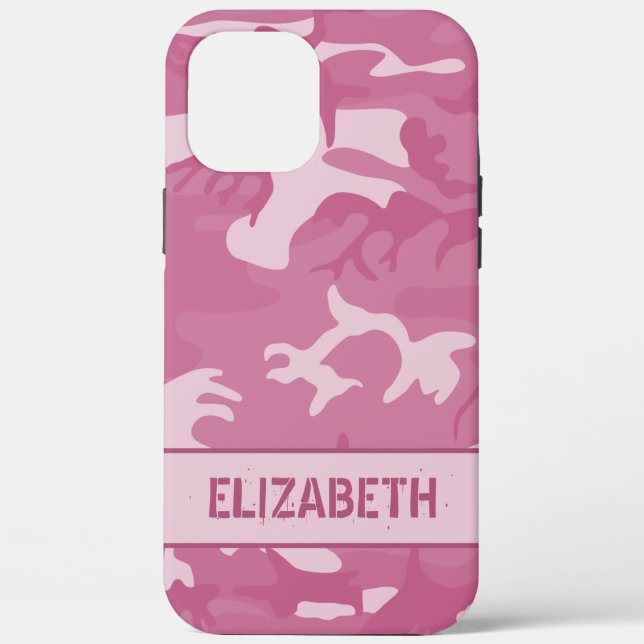 Pink Camouflage Monogram Case-Mate iPhone Hülle (Rückseite)