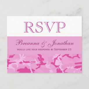 Pink Camouflage Muster Hochzeit RSVP V01 Einladungspostkarte