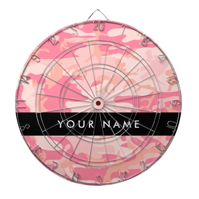 Pink Camouflage Pattern, Ihr Name, Personalisieren Dartscheibe (vorne)
