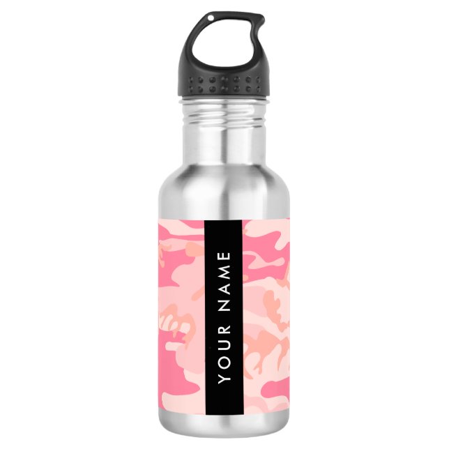 Pink Camouflage Pattern, Ihr Name, Personalisieren Edelstahlflasche (Vorderseite)