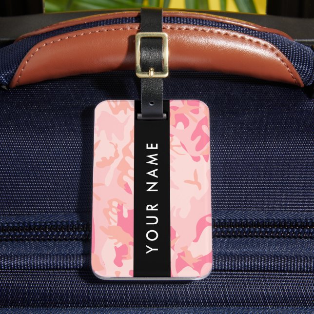 Pink Camouflage Pattern, Ihr Name, Personalisieren Gepäckanhänger (Vorderseite Insitu 2)