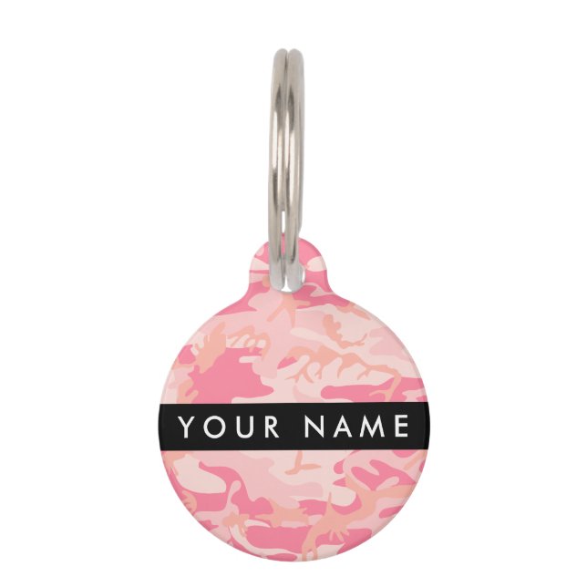 Pink Camouflage Pattern, Ihr Name, Personalisieren Haustiermarke (Vorderseite)