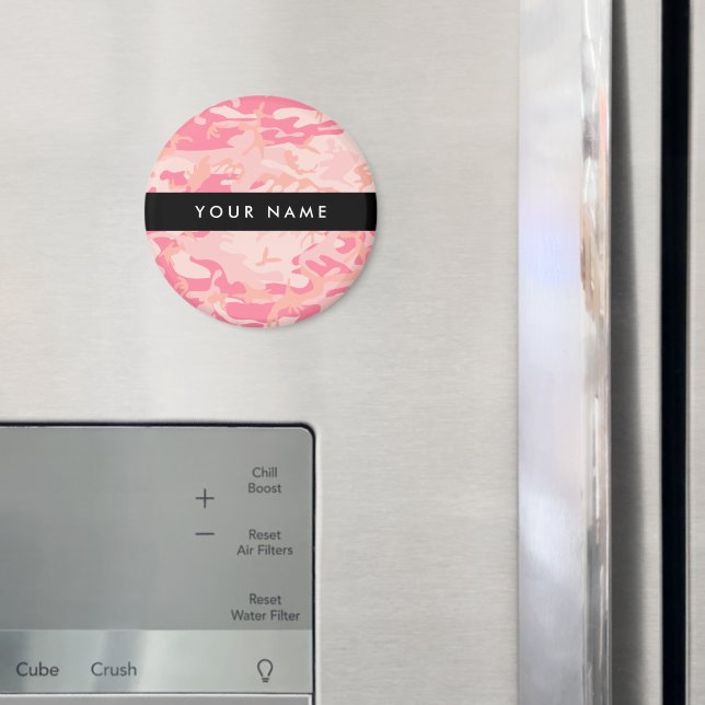 Pink Camouflage Pattern, Ihr Name, Personalisieren Magnet (In Situ (Kühlschrank))