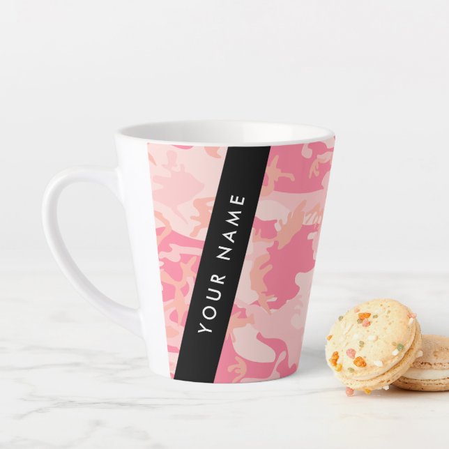 Pink Camouflage Pattern, Ihr Name, Personalisieren Milchtasse (Beispiel)