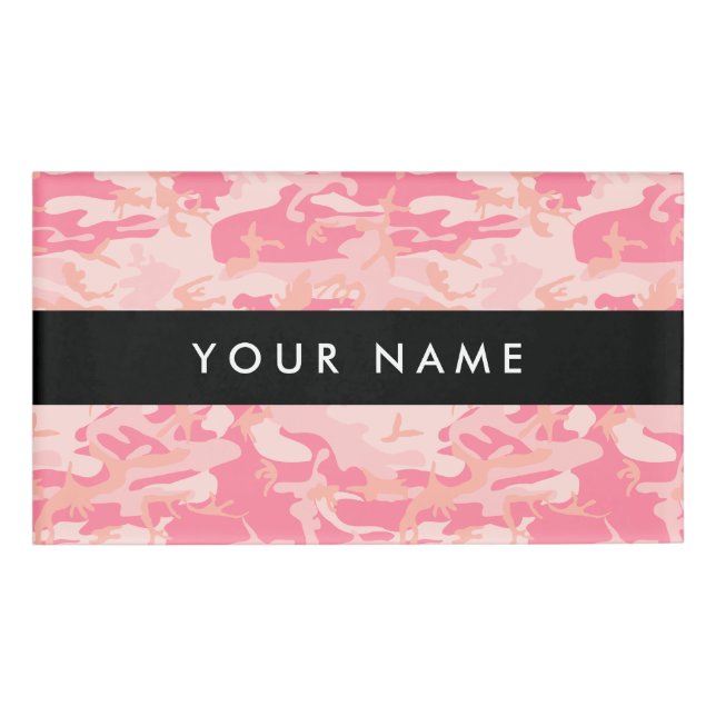 Pink Camouflage Pattern, Ihr Name, Personalisieren Namenschild (Vorderseite)