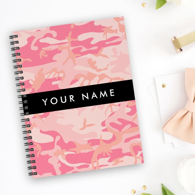 Pink Camouflage Pattern, Ihr Name, Personalisieren Notizbuch (Von Creator hochgeladen)