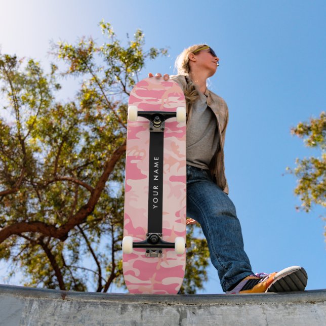 Pink Camouflage Pattern, Ihr Name, Personalisieren Skateboard (Außenbereich 1)