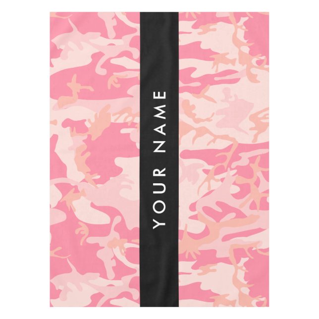 Pink Camouflage Pattern, Ihr Name, Personalisieren Tischdecke (Vorderseite)