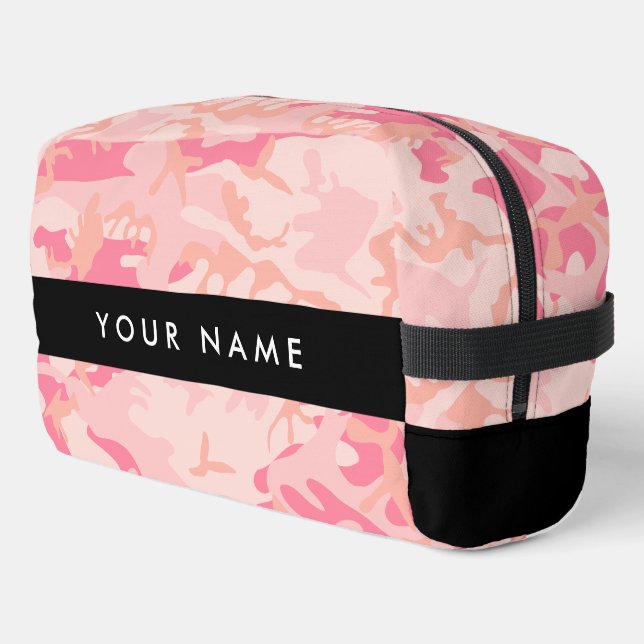 Pink Camouflage Pattern, Ihr Name, Personalisieren Waschbeutel (Linke Seite)