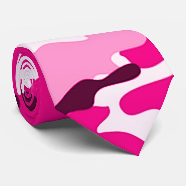 Pink Camouflage Pattern Krawatte (Gerollt)