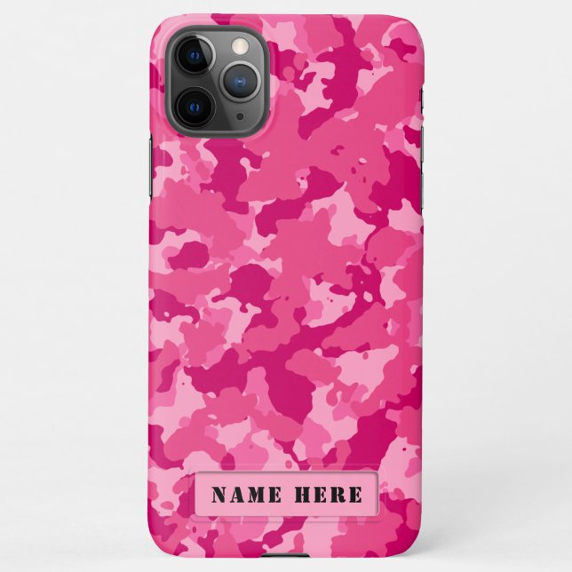 Pink Camouflage Persönlicher Name iPhone Hülle (Rückseite)