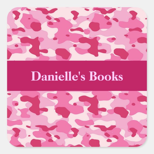 Pink Camouflage Quadratischer Aufkleber (Vorderseite)