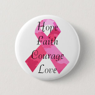 Pink Camouflage Ribbon Faith Button