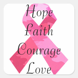 Pink Camouflage Ribbon Faith Stickers