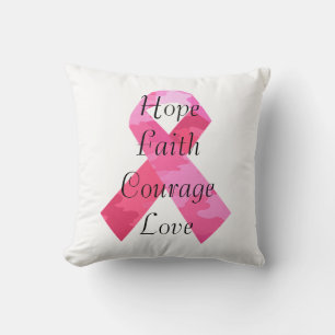 Pink Camouflage Ribbon Faith Throw Kissen