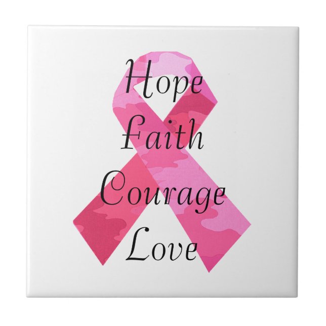 Pink Camouflage Ribbon Faith Tile Fliese (Vorderseite)
