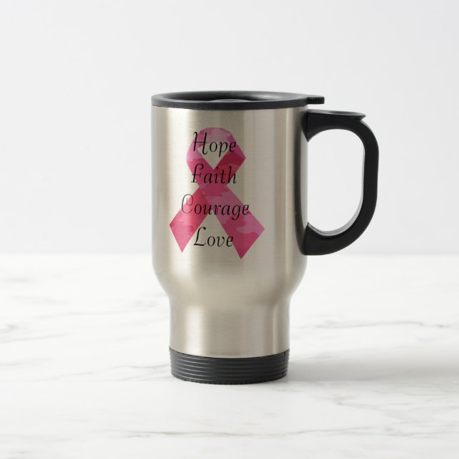 Pink Camouflage Ribbon Faith Traith Mug Reisebecher (Rechts)