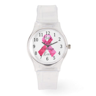 Pink Camouflage Ribbon Faith Watch Armbanduhr