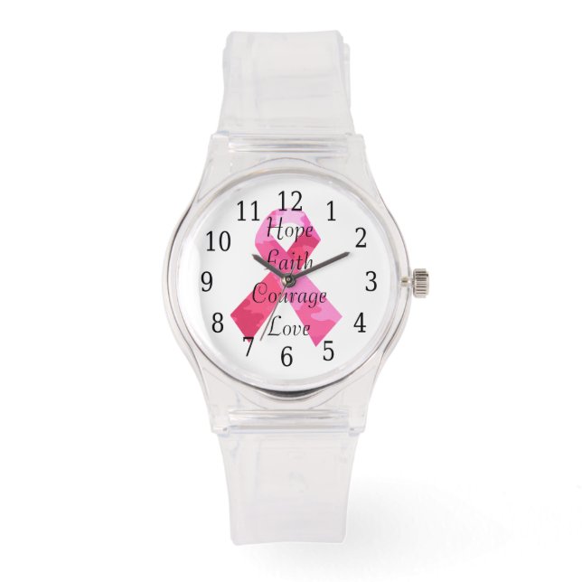 Pink Camouflage Ribbon Faith Watch Armbanduhr (Vorderseite)