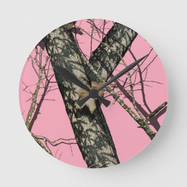 Pink Camouflage Runde Wanduhr (Vorderseite)