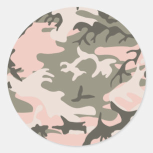 Pink Camouflage Runder Aufkleber