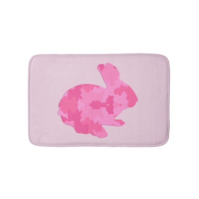 Pink Camouflage Silhouette Bunny Rabbit Bath Mat Badematte (Vorderseite)
