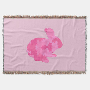 Pink Camouflage Silhouette Bunny Throw Blanket Decke