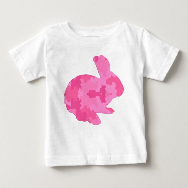 Pink Camouflage Silhouette Ostern Sonniges Shirt (Vorderseite)