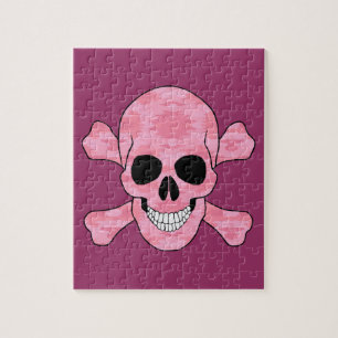 Pink Camouflage Skull and Crossbones Puzzle