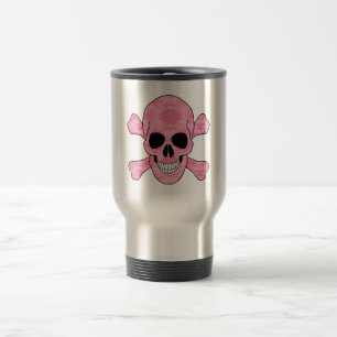 Pink Camouflage Skull and Crossbones Travel Mug Reisebecher