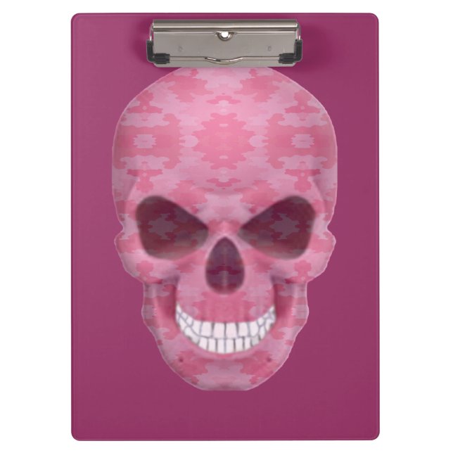 Pink Camouflage Skull Clipboard Klemmbrett (Vorderseite)