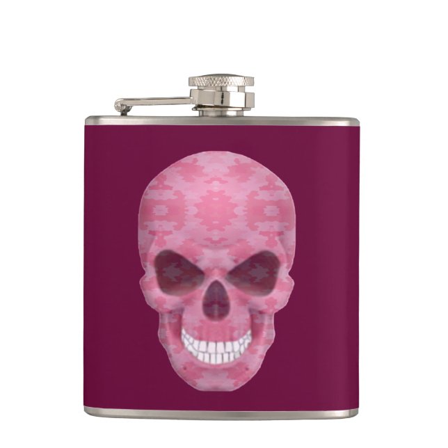 Pink Camouflage Skull Flask Flachmann (Vorderseite)