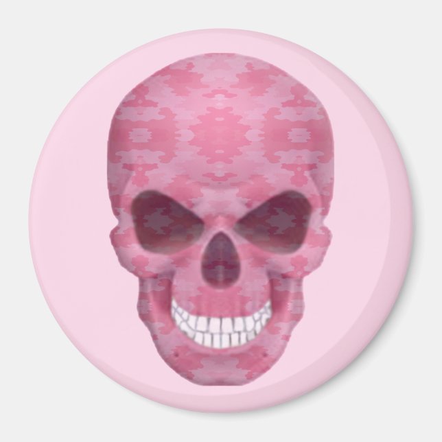 Pink Camouflage Skull Magnet (Vorne)