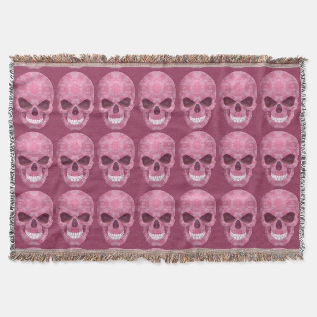 Pink Camouflage Skull Throw Blanket Decke (Vorderseite)