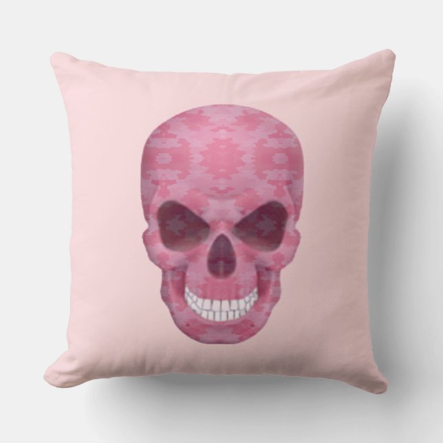 Pink Camouflage Skull Throw Kissen (Vorderseite)