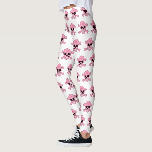 Pink Camouflage Skull und Crossbones Leggings (Links)