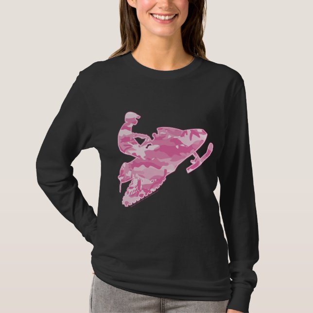 Pink Camouflage Snowmobiler T-Shirt (Vorderseite)