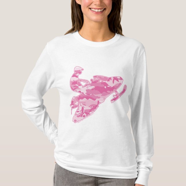 Pink Camouflage Snowmobiler T-Shirt (Vorderseite)