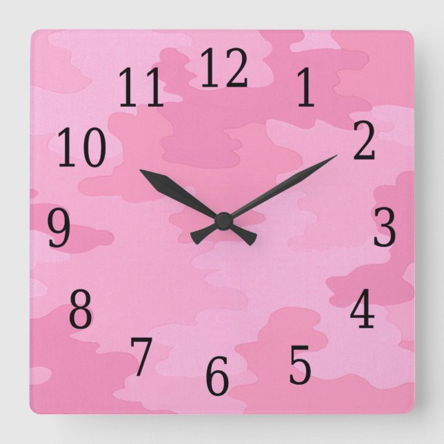 Pink Camouflage Square Uhr (Vorderseite)
