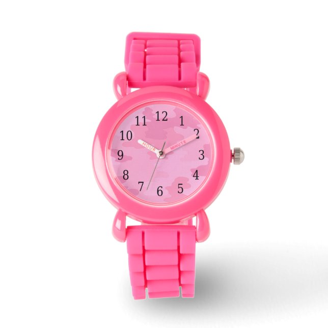 Pink Camouflage Watch Armbanduhr (Vorderseite)