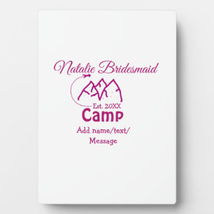 Pink Camp Bridesmaid geben Name Datum Jahr Bachelo Fotoplatte
