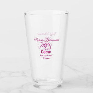 Pink Camp Bridesmaid geben Name Datum Jahr Bachelo Glas