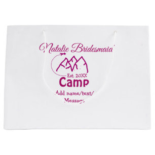 Pink Camp Bridesmaid geben Name Datum Jahr Bachelo Große Geschenktüte