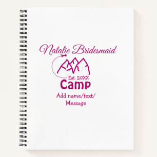 Pink Camp Bridesmaid geben Name Datum Jahr Bachelo Notizbuch
