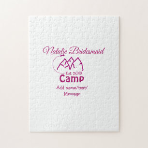 Pink Camp Bridesmaid geben Name Datum Jahr Bachelo Puzzle