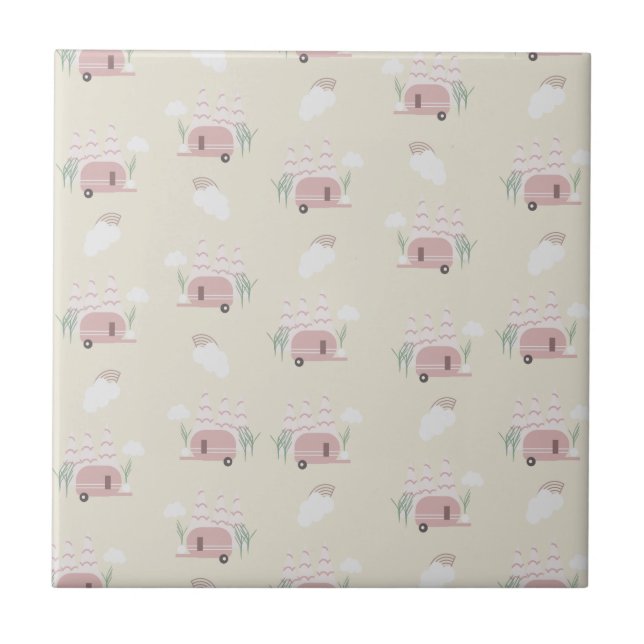 Pink Camper Earthy Pattern Fliese (Vorderseite)