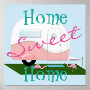 Pink Camper Sweet Zuhause Poster