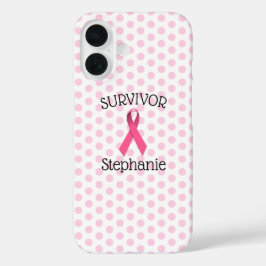 Pink Cancer Survivor Ribbon iPhone / iPad Fall iPhone 16 Hülle