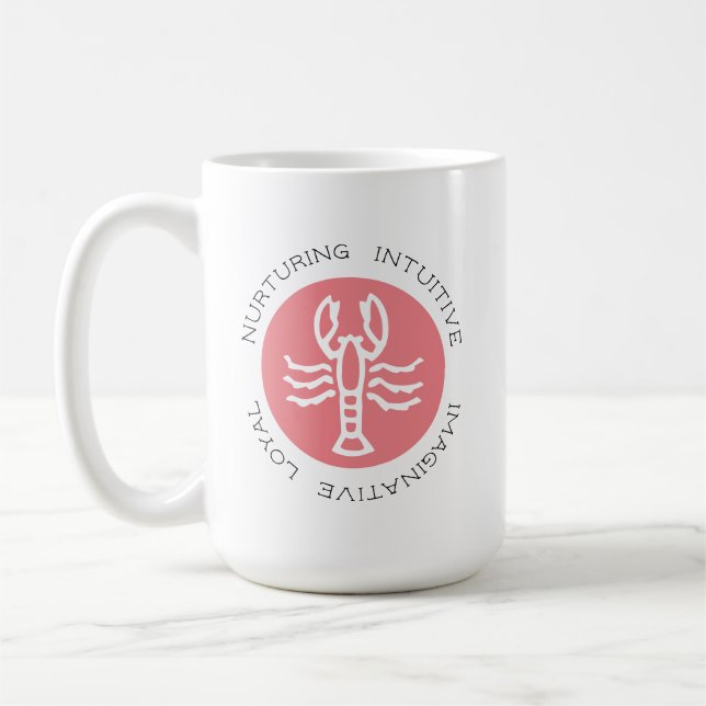 Pink Cancer Zodiac Star Sign Personality Eigenscha Kaffeetasse (Links)